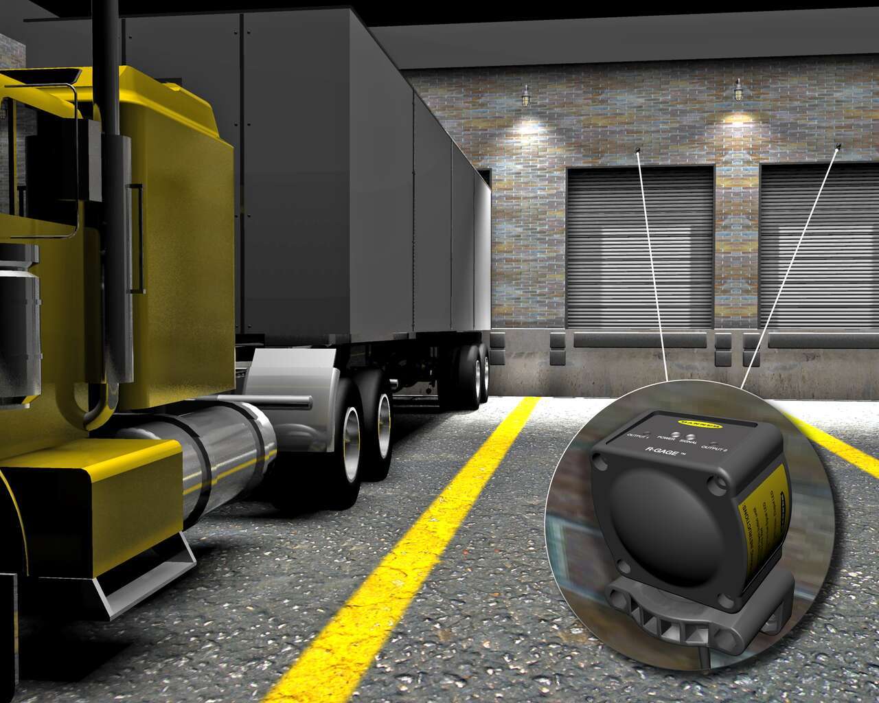 Radar sensor detects large trucks at a loading dock