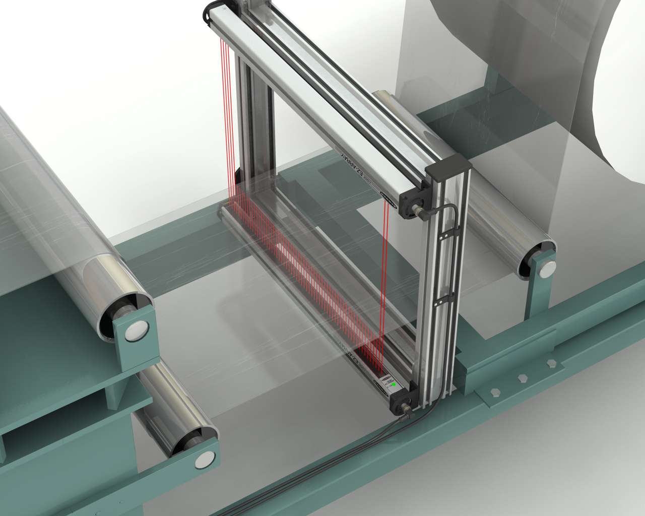 EZ-ARRAY light grid detects the edge of a clear web