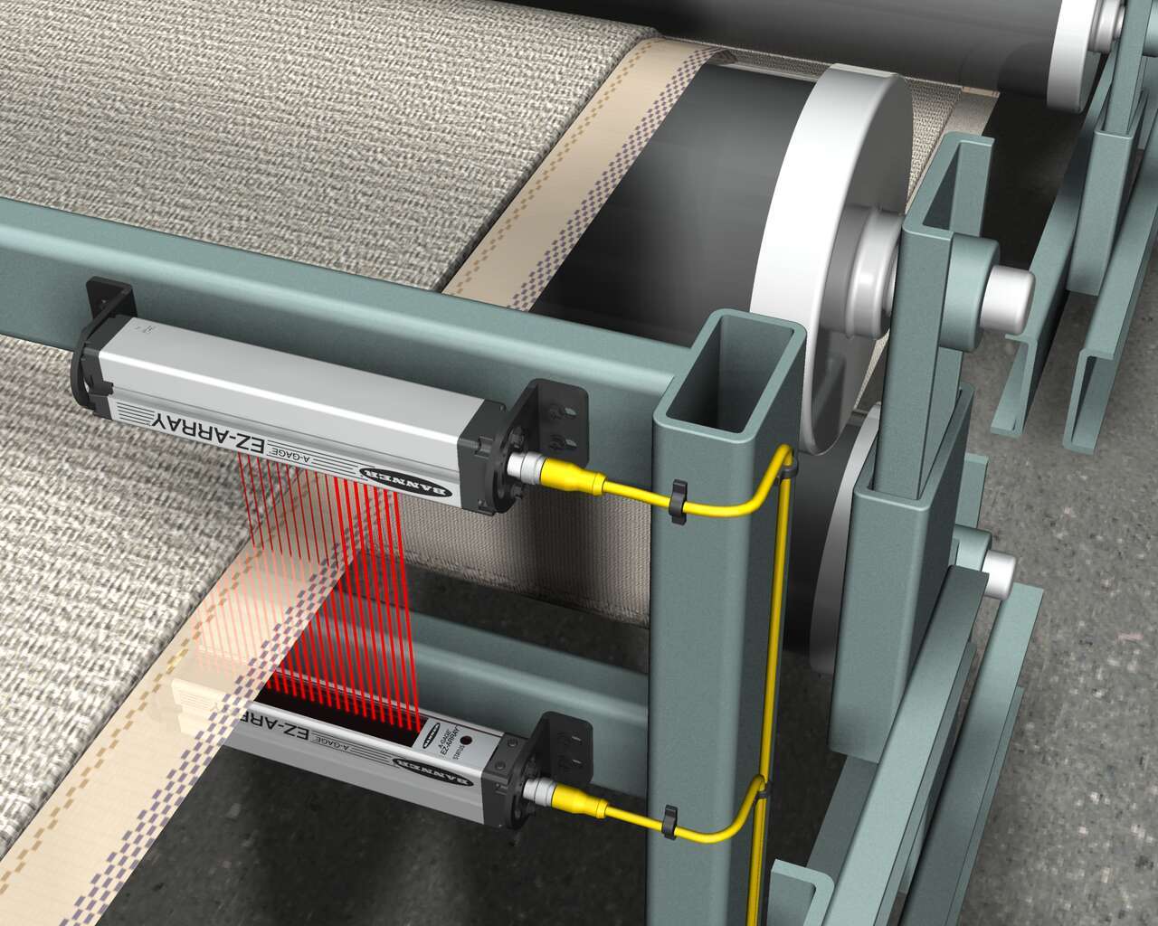 EZ-ARRAY light grid detects transitions on a web of carpet