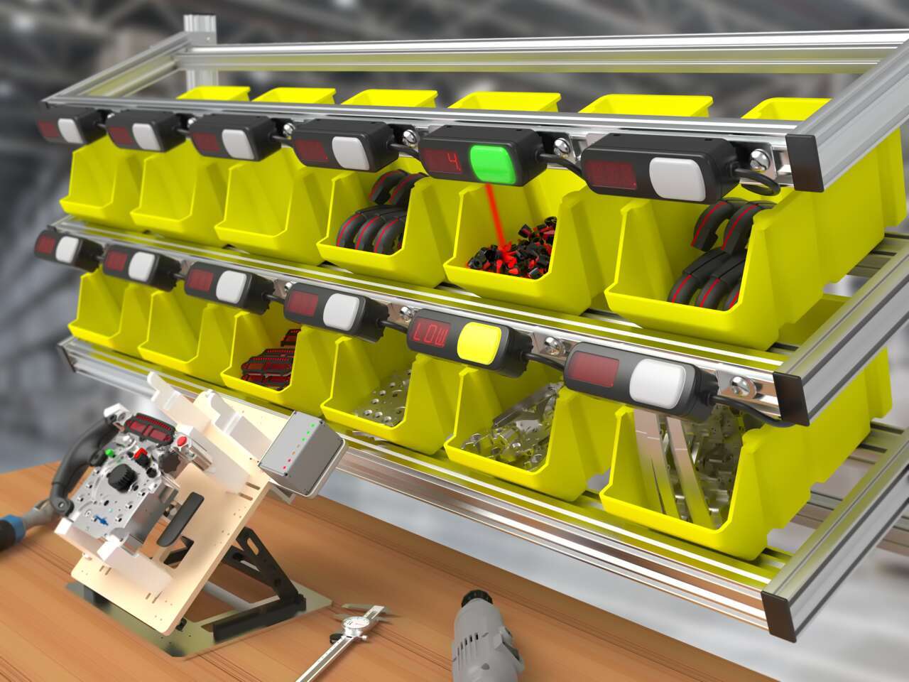PTL110 Pick To Light Parts Bin A pick-to-light solution at an assembly station