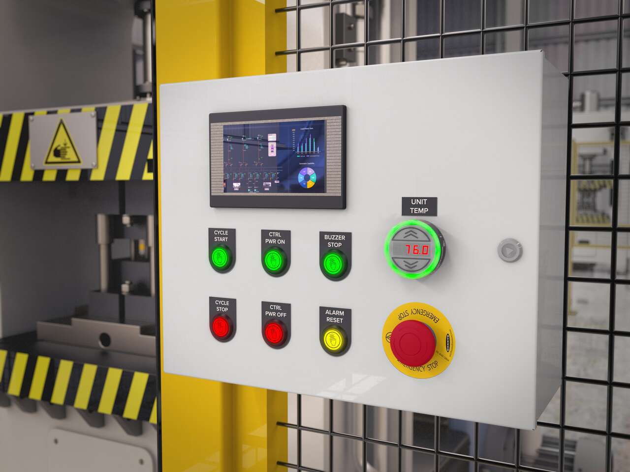 带有多色指示灯和触摸按钮的简易面板