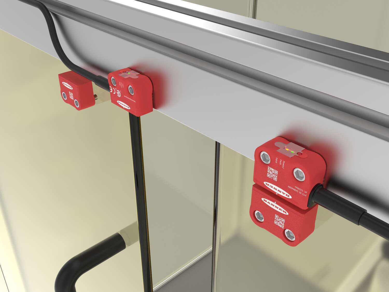 SI-RFID safety interlock switches on sliding door