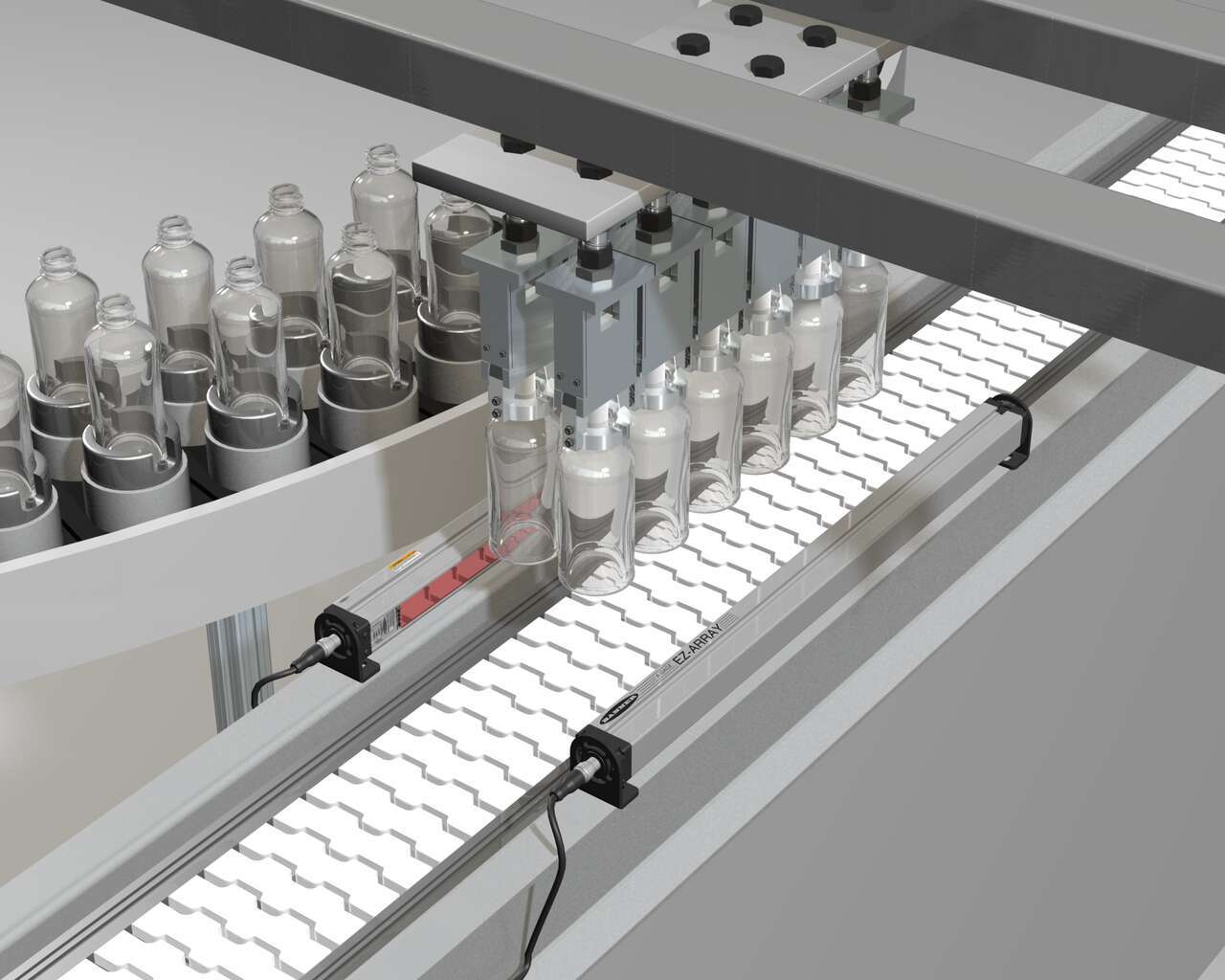 Monitoring Flow of Transparent Plastic Bottles on a Conveyor