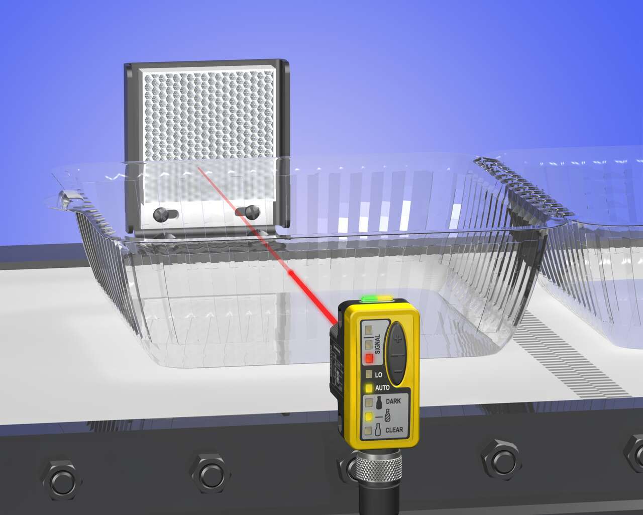 Counting Transparent Plastic Containers on a Conveyor