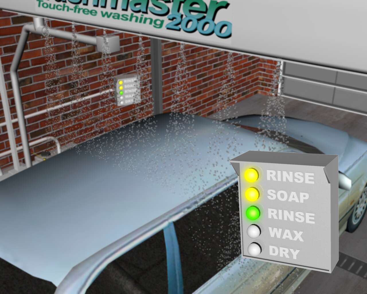Car Wash Status Indication Inside Washing Area