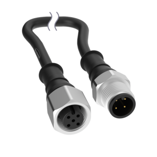 M12 Double-Ended Cordsets with Stainless Steel Coupling Nuts 